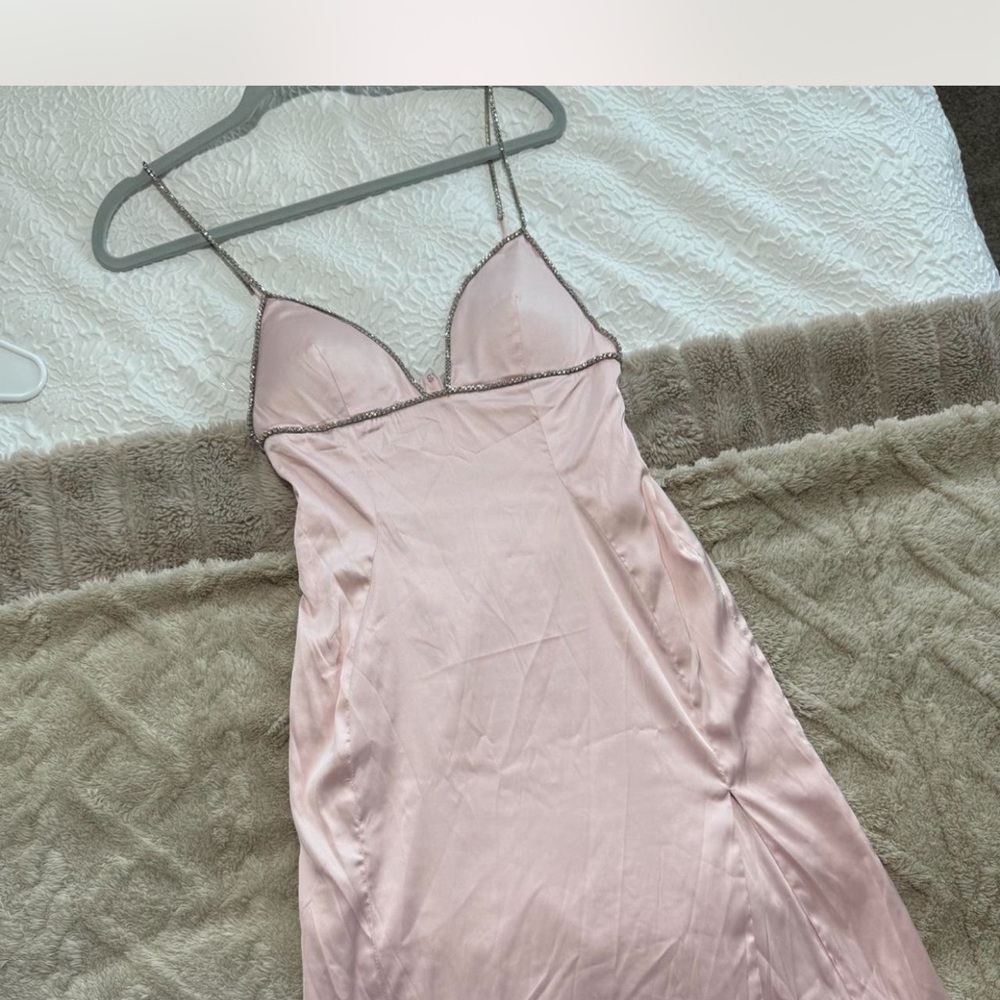 Elegant Pink Satin Slip Dress